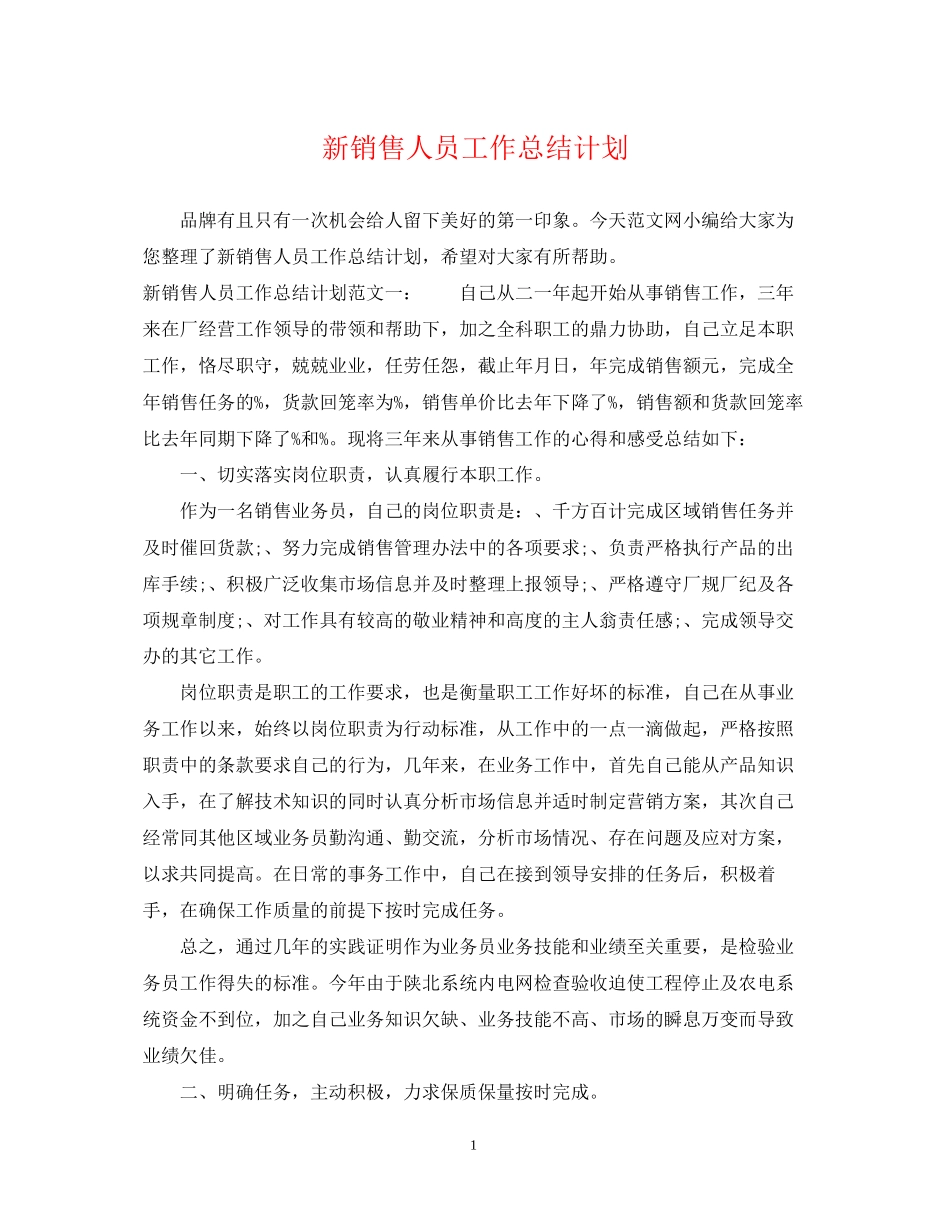 新销售人员工作总结计划_第1页