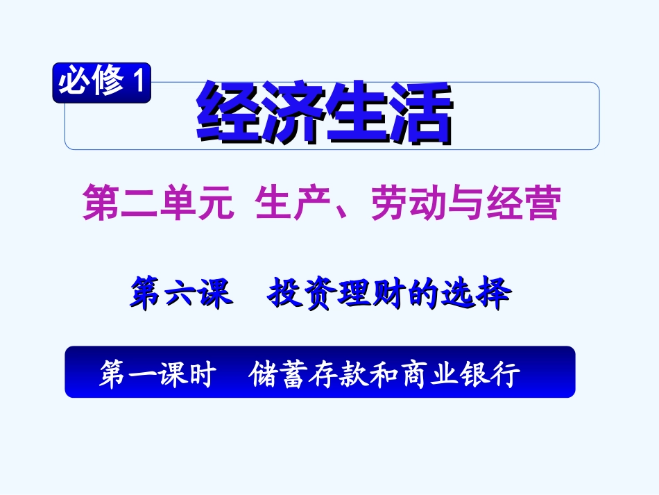 【学海导航】湖南省2011届高考政治第一轮总复习 第二单元第六课第一课时储蓄存款和商业银行课件 新人教版必修1_第2页