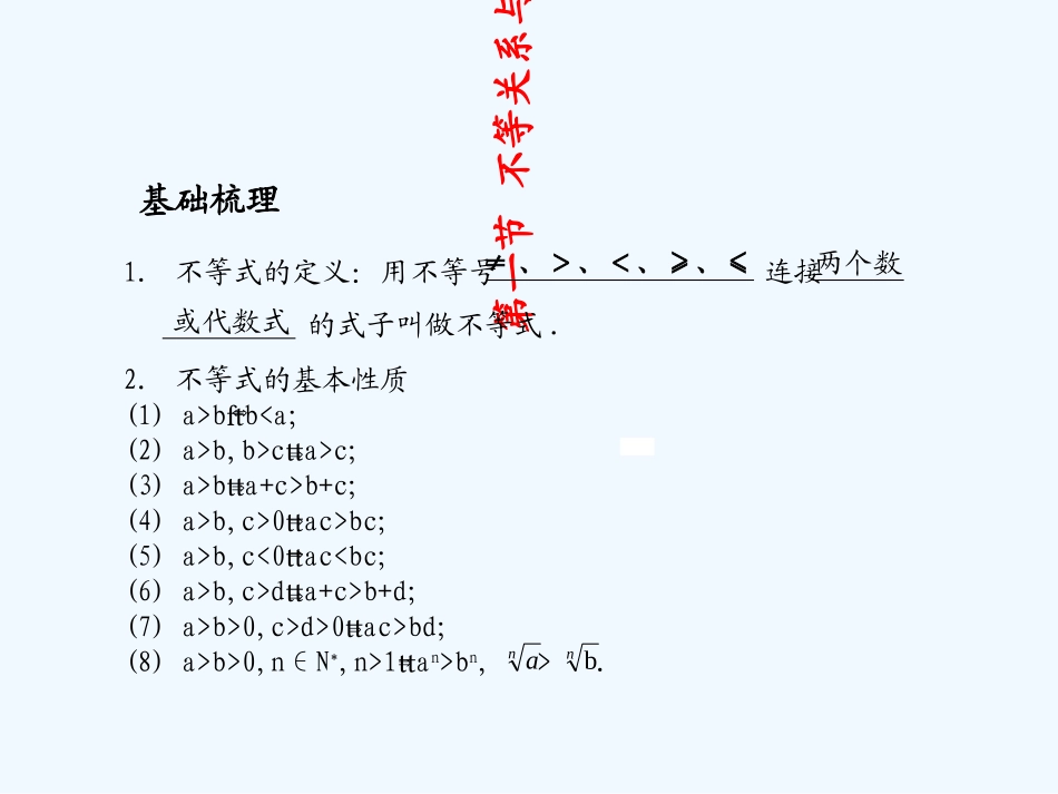《学案与测评》2011年高考数学总复习 第八单元第一节 不等关系与不等式精品课件 苏教版_第1页