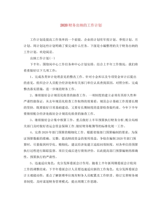 财务出纳的工作计划