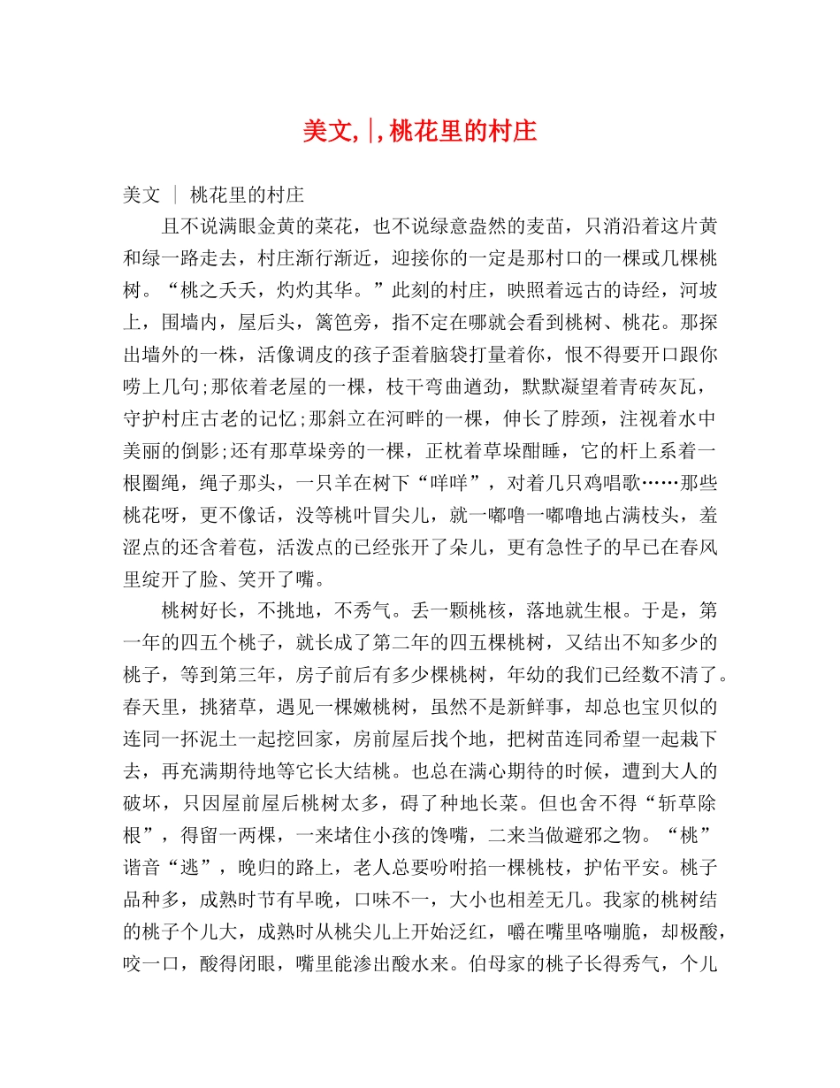 美文,-,桃花里的村庄 _第1页