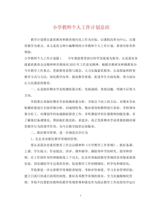小学教师个人工作计划总结