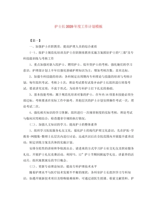 护士长年度工作计划模板