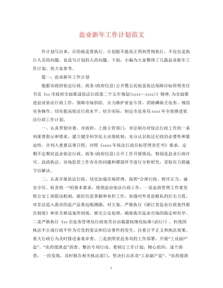 盐业新年工作计划范文