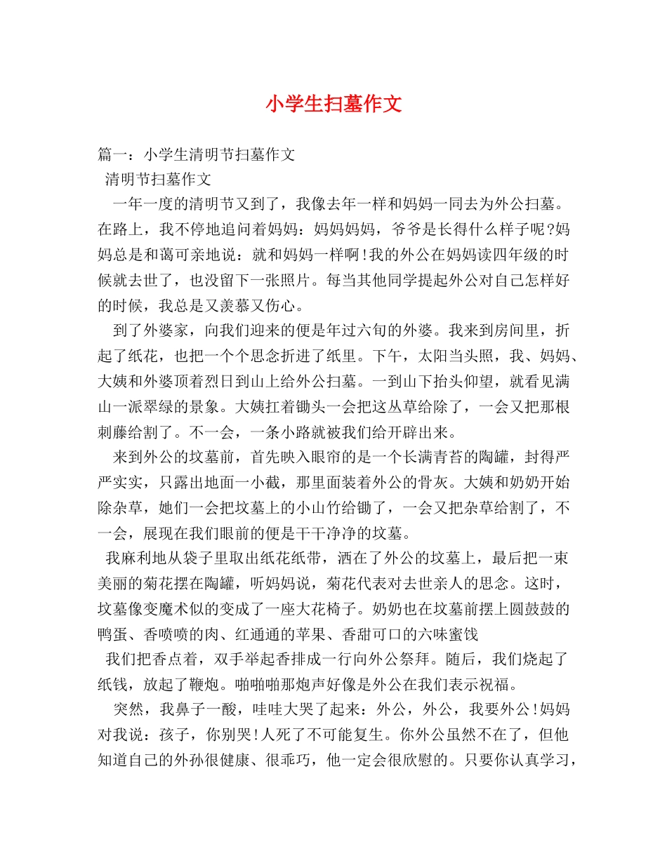小学生扫墓作文 _第1页