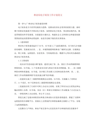 林业局电子政务工作计划范文