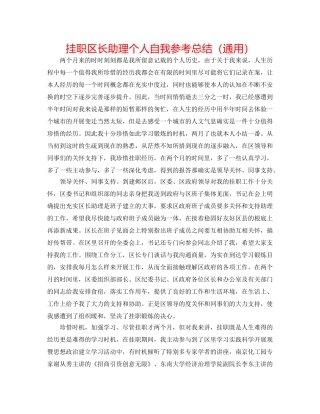 挂职区长助理个人自我参考总结（通用） 