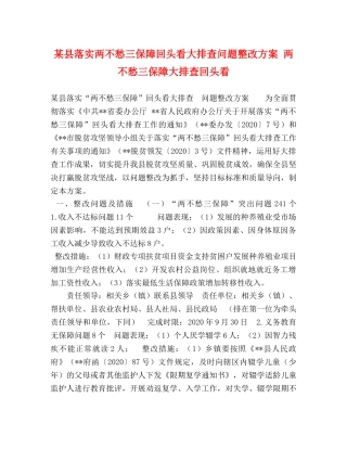 某县落实两不愁三保障回头看大排查问题整改方案 两不愁三保障大排查回头看 