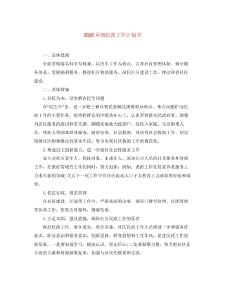 乡镇民政工作计划书