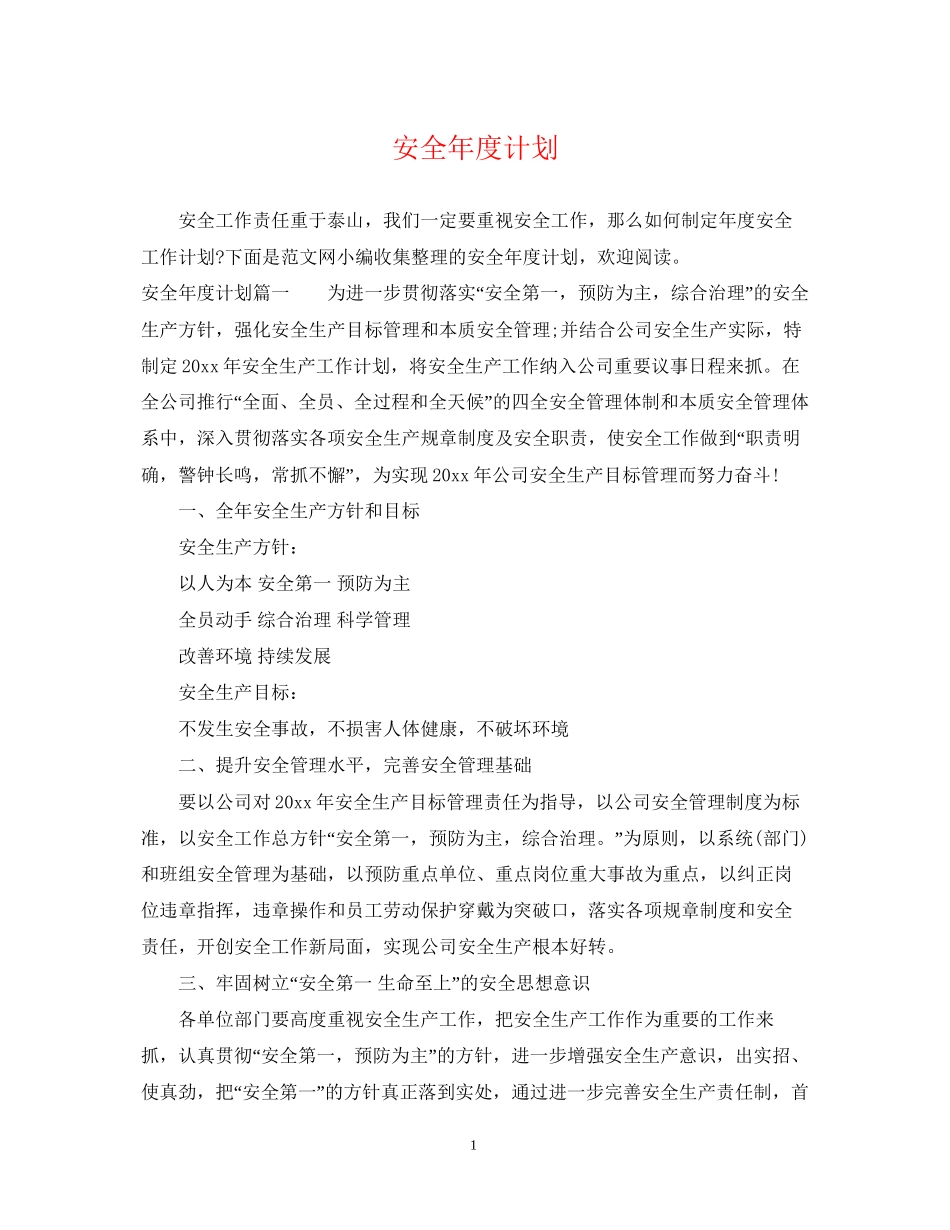 安全年度计划_第1页