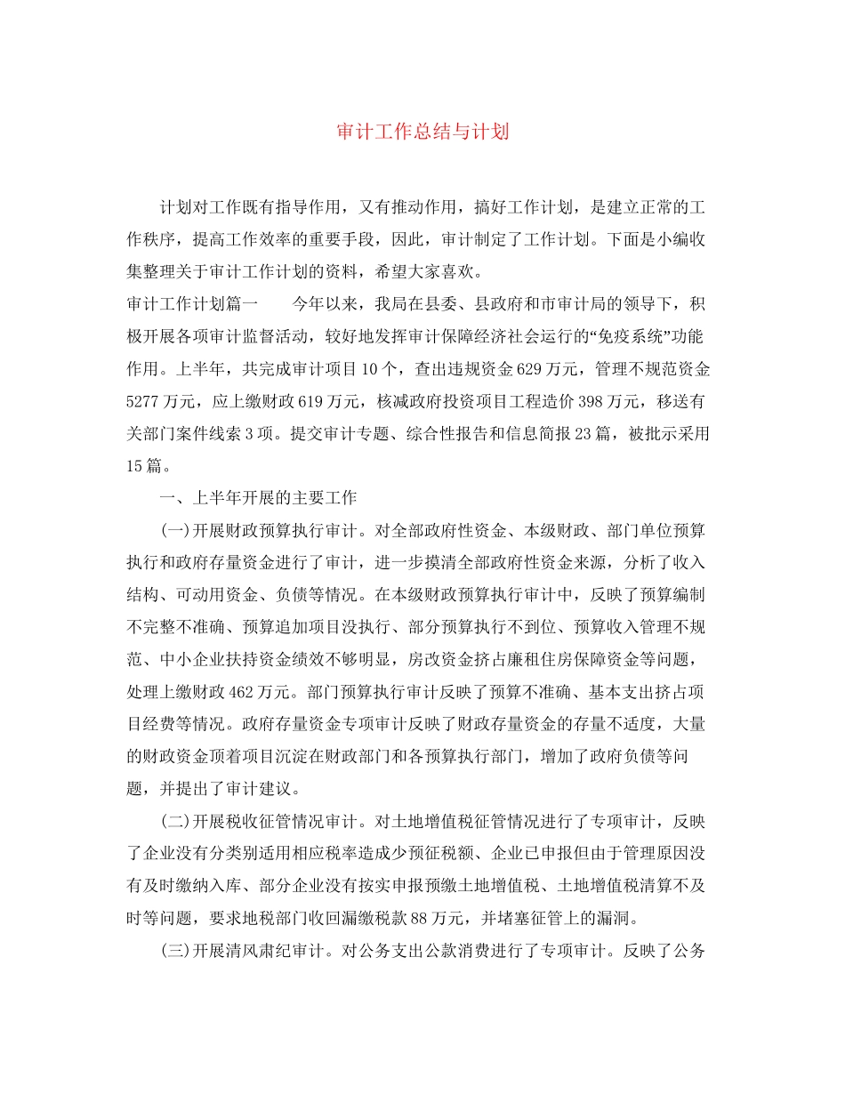 审计工作总结与计划_第1页