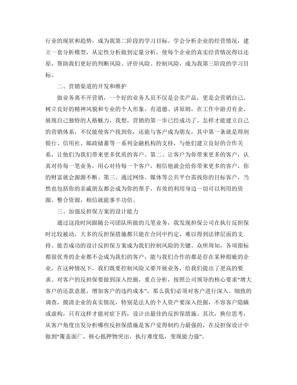担保公司业务员工作计划2_第2页