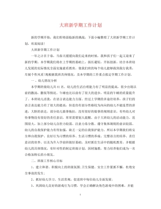 大班新学期工作计划