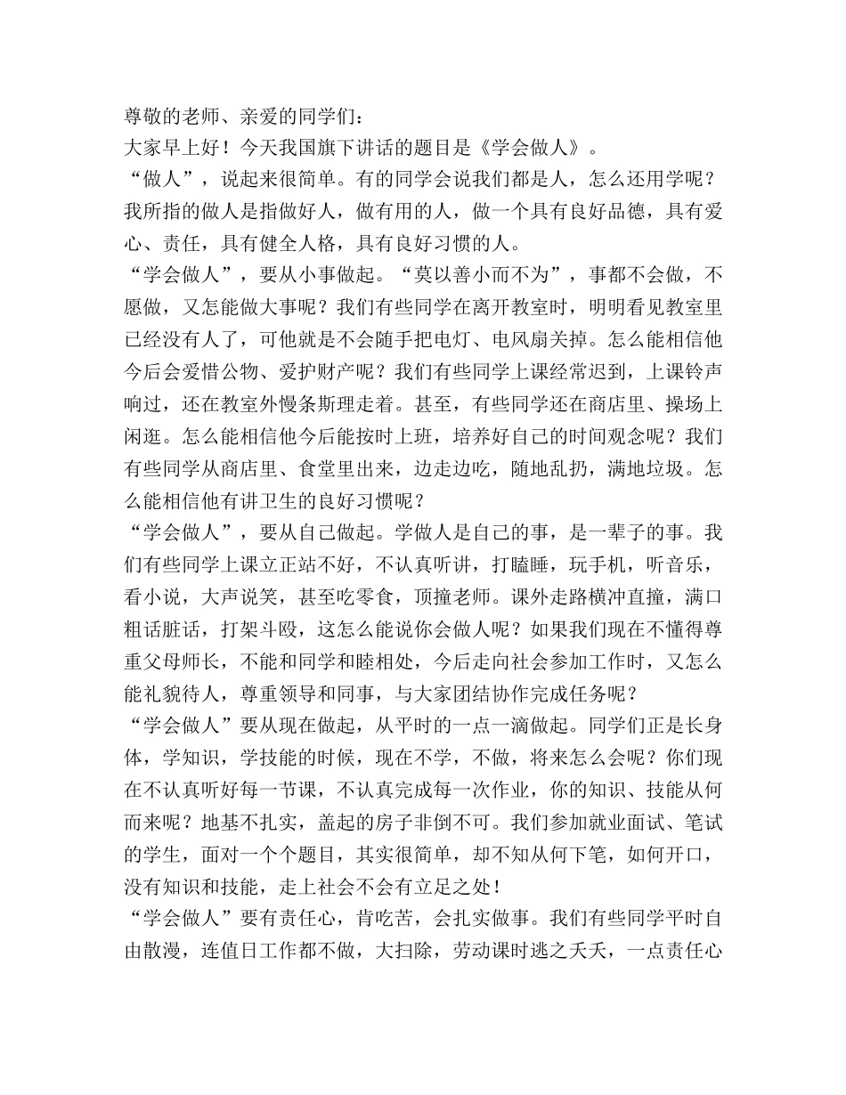 小学国旗下讲话演讲稿（共3篇） _第3页