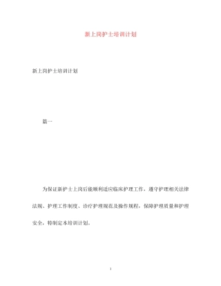 新上岗护士培训计划