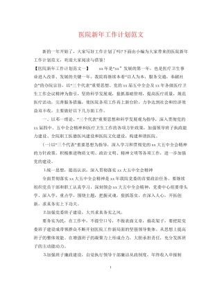 医院新年工作计划范文