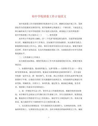 初校团委工作计划范文