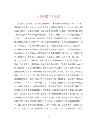 计划局)个人总结