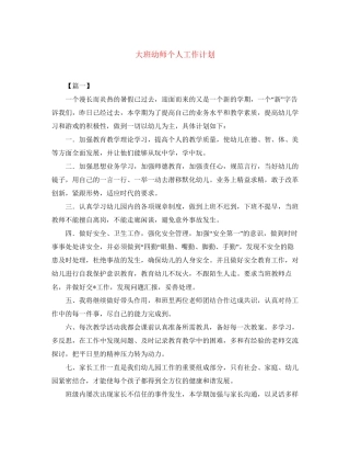 大班幼师个人工作计划