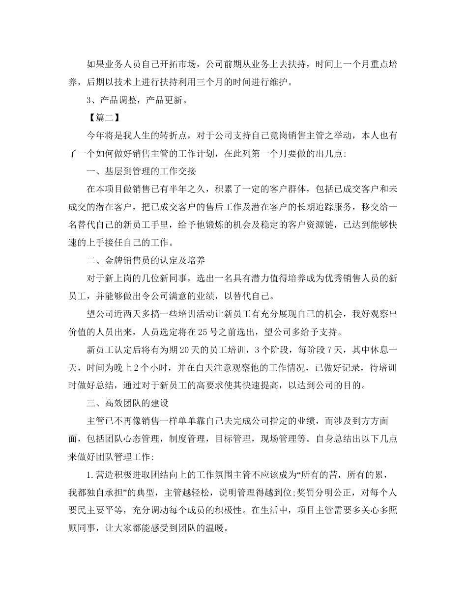 销售部月度工作计划表模板_第2页