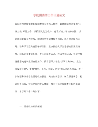 学校团委的工作计划范文2)