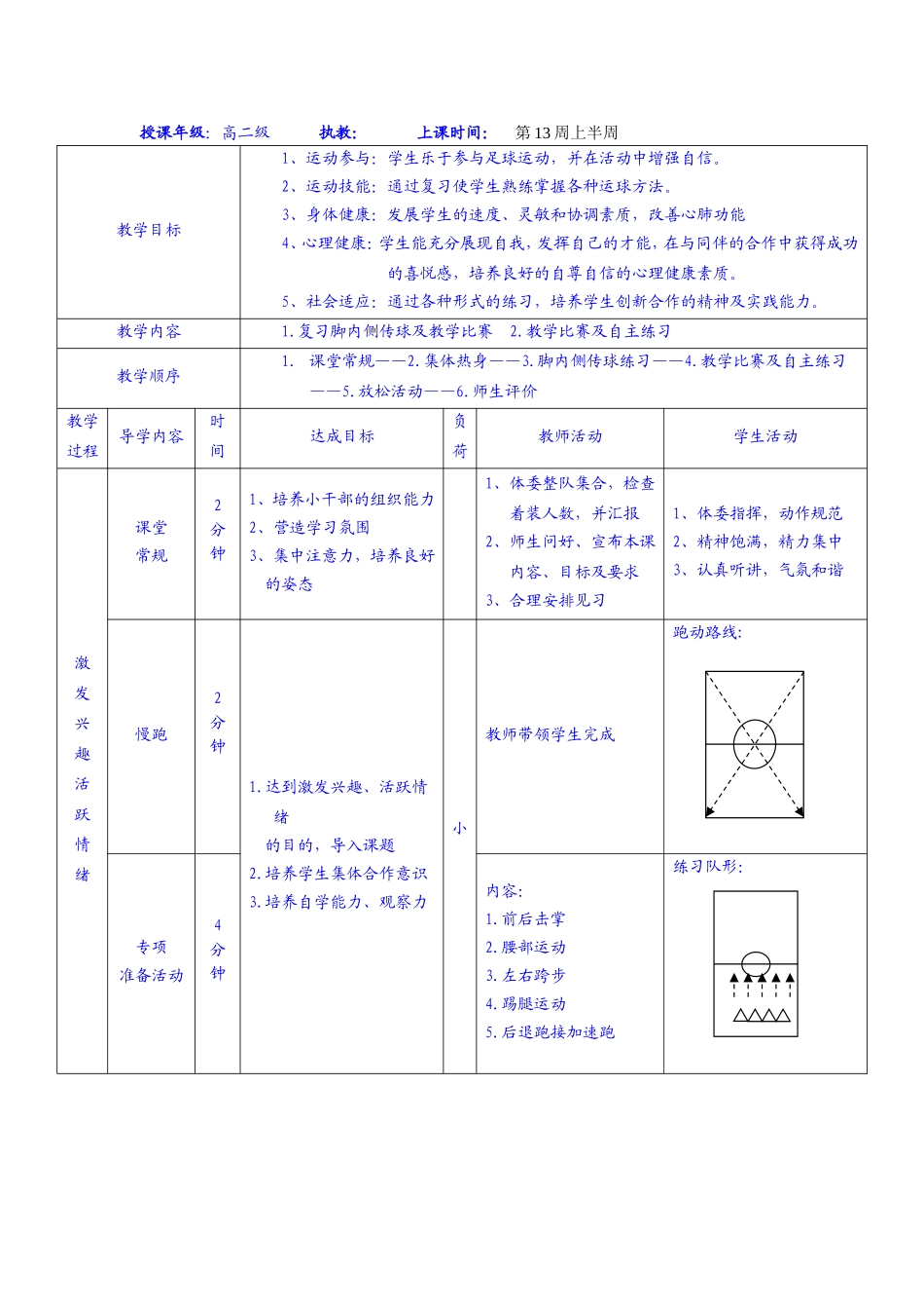 高二足球模块迎评课教案_第2页