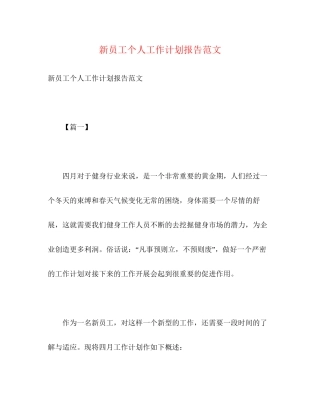 新员工个人工作计划报告范文2)