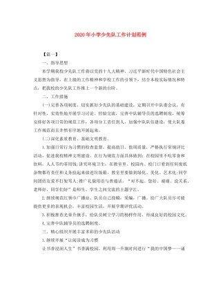 2020年小学少先队工作计划范例