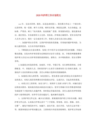 2020年护师工作计划范文