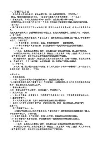 乡村景色开头结尾