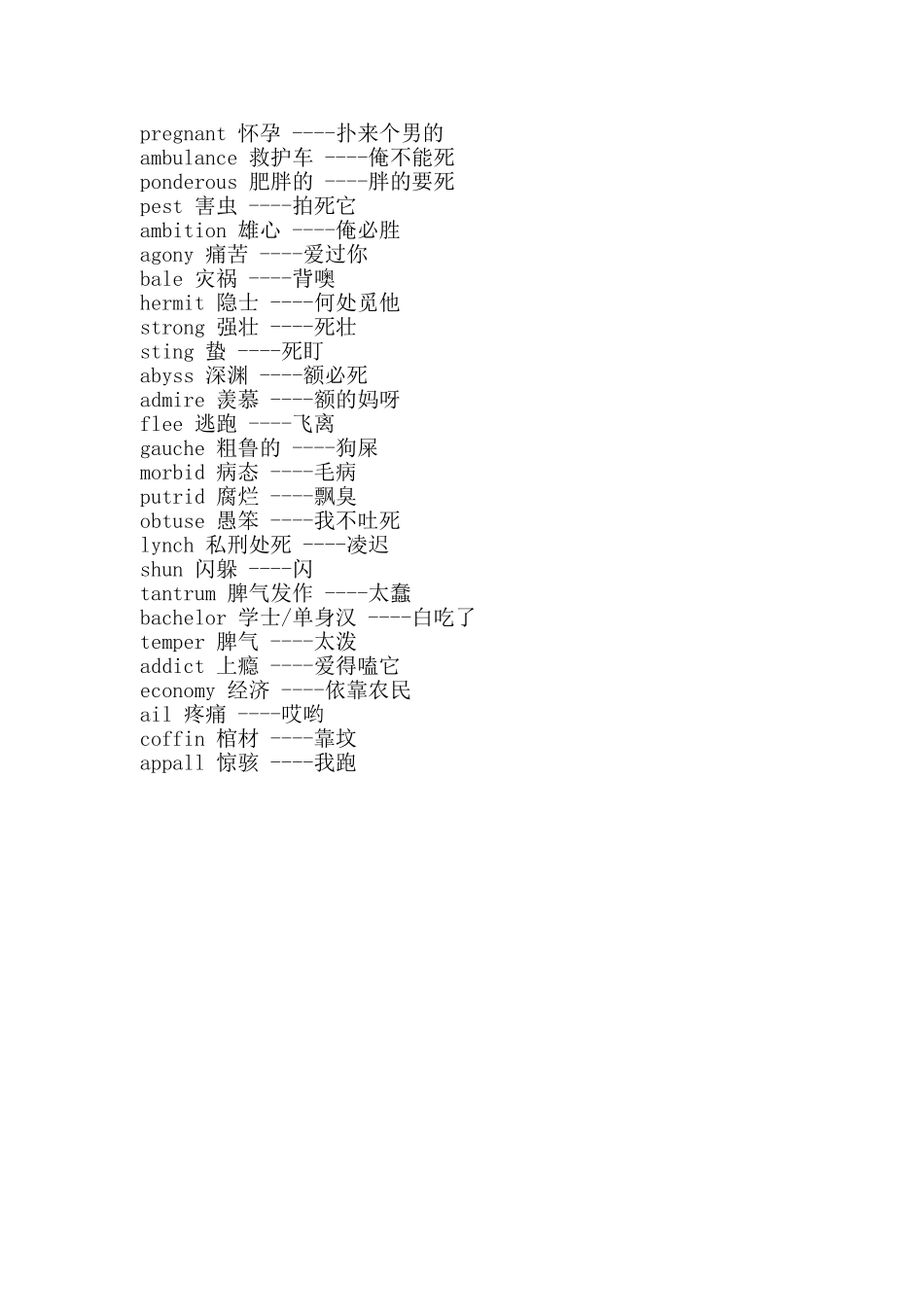 暴强谐音秒杀英语单词_第1页