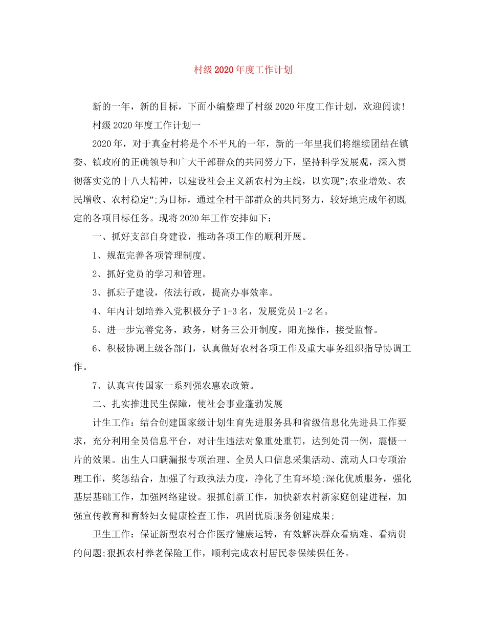 村级年度工作计划_第1页