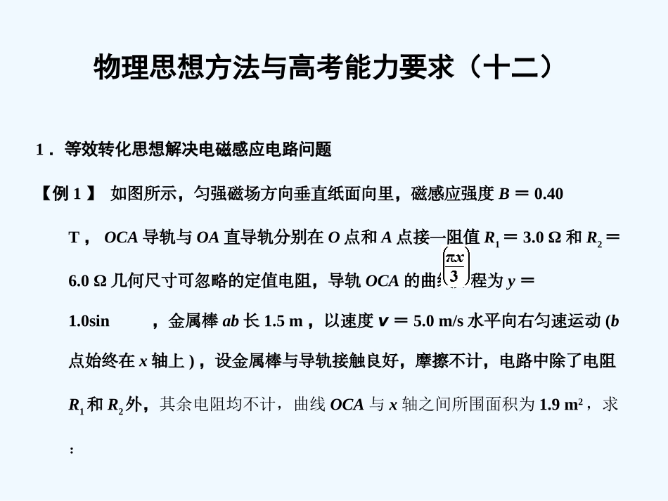 【创新设计】2011届高考物理一轮复习 物理思想方法与高考能力要求12课件 人教大纲版_第1页