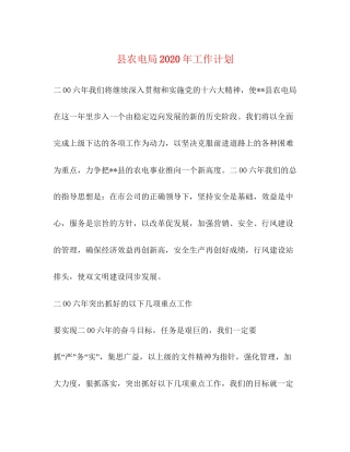 县农电局年工作计划
