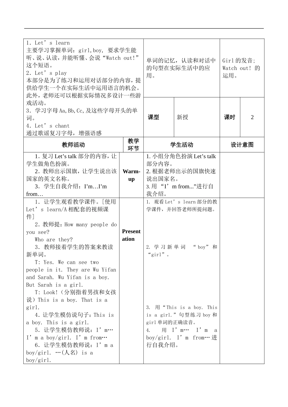 人教PEP三年级下册英语教案_第3页