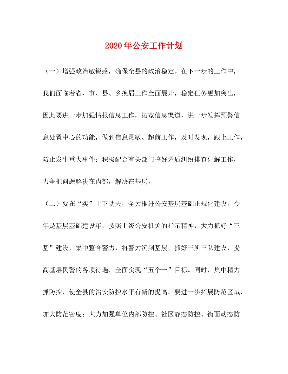 2020年公安工作计划_第1页