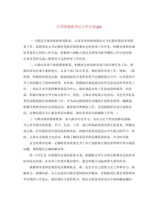 大学团委副书记工作计划ppt