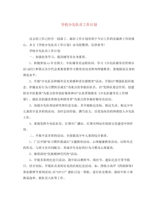 学校少先队员工作计划