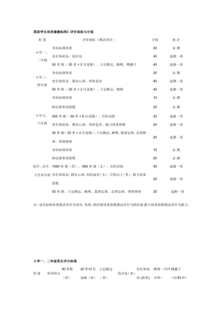 国家测试评分标准（20153）