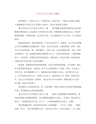 小学语文学习计划作文500字