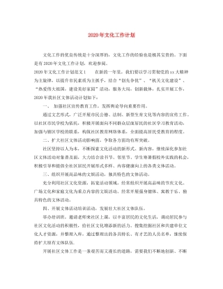 2020年文化工作计划