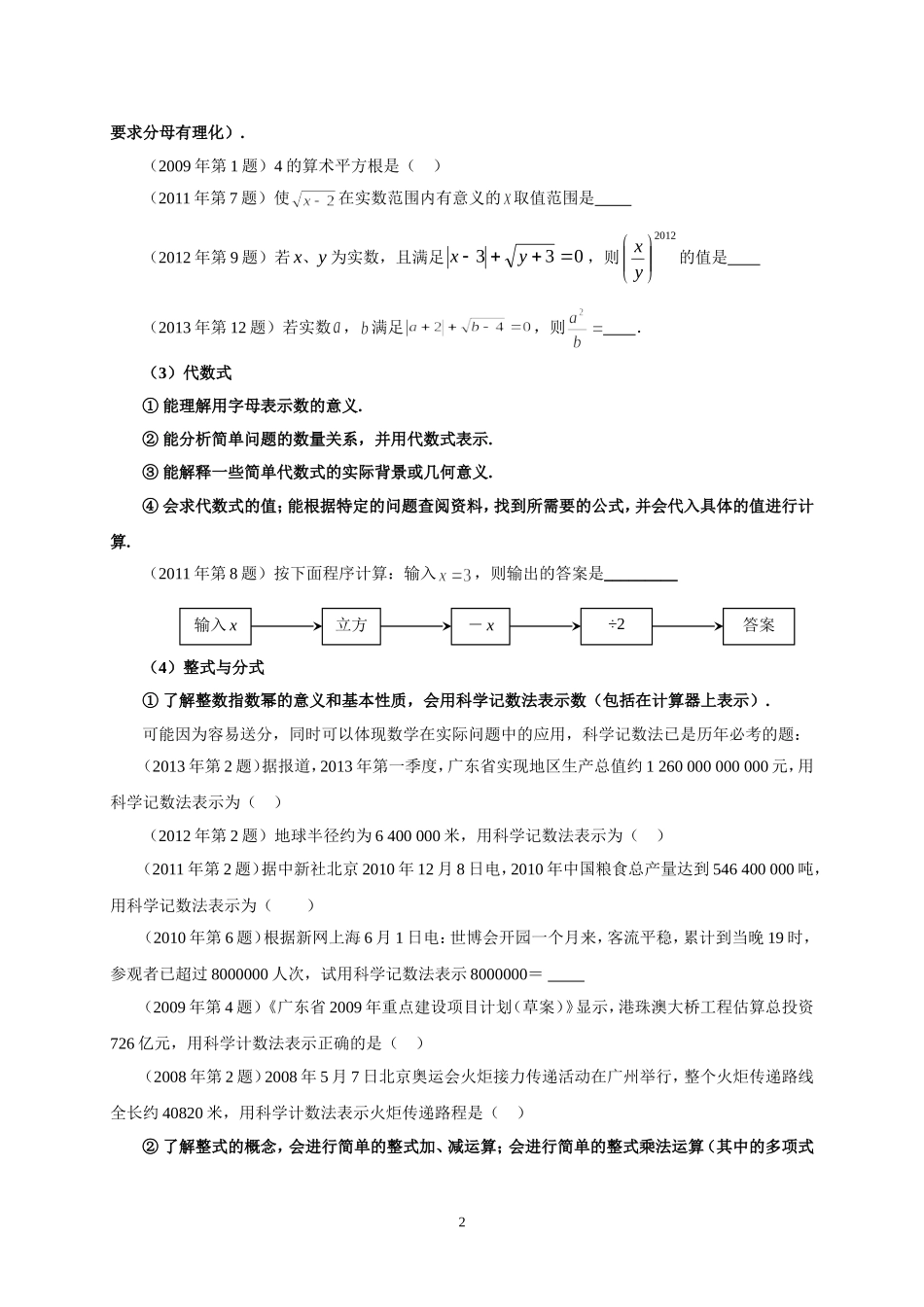 广东中考数学试题历年变化_第2页