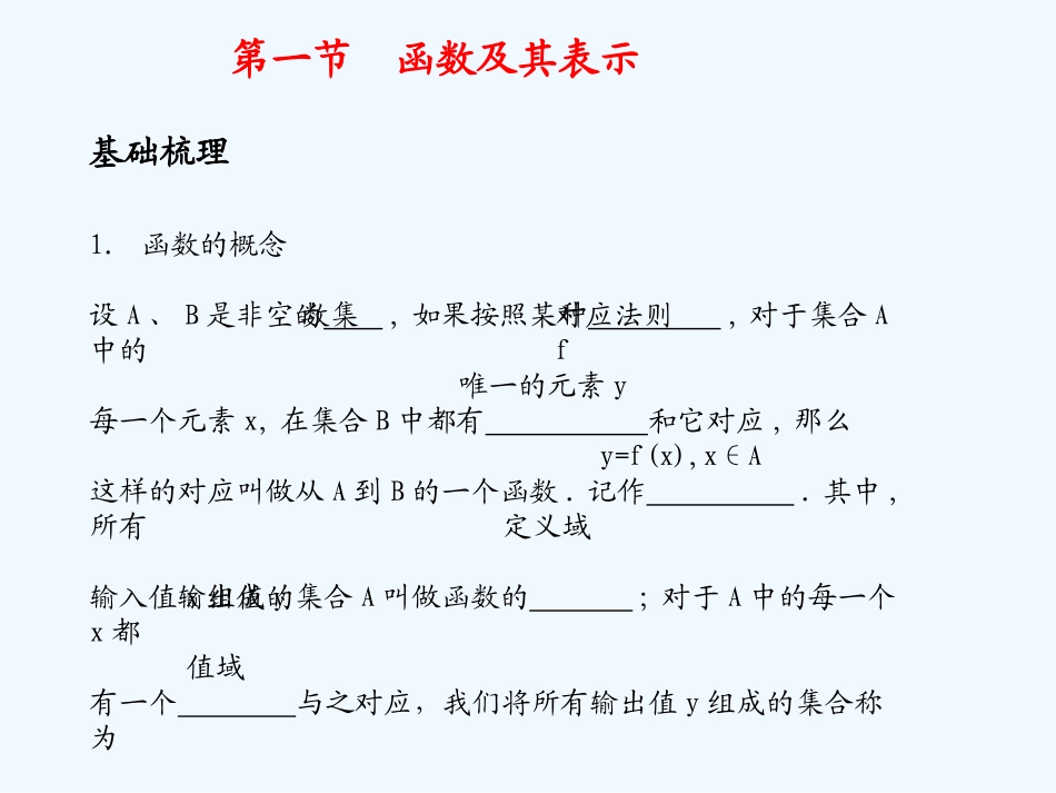 《学案与测评》2011年高考数学总复习 第二单元第一节 函数及其表示精品课件 苏教版_第1页