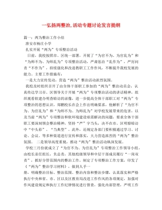 一弘扬两整治,活动专题讨论发言提纲 