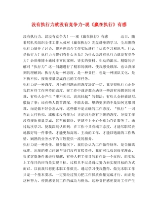 没有执行力就没有竞争力-观《赢在执行》有感 