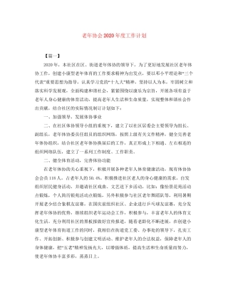 老年协会年度工作计划