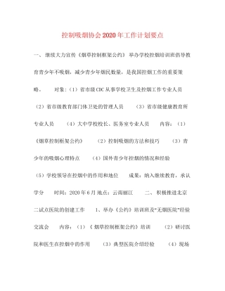 控制吸烟协会年工作计划要点