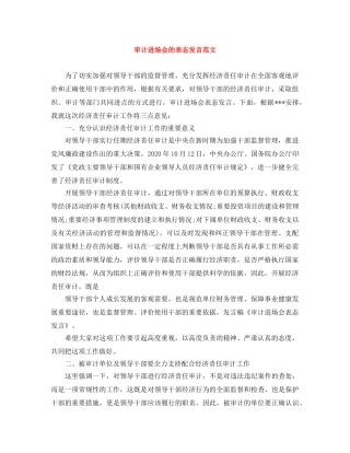 审计进场会的表态发言范文 
