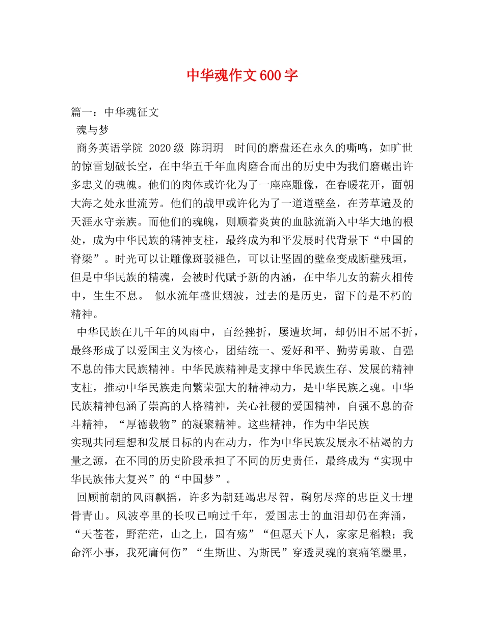 中华魂作文600字 _第1页