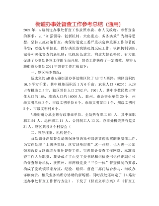 街道办事处督查工作参考总结（通用） 